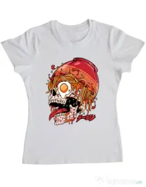 Tricou personalizat dama spicy skull Alb