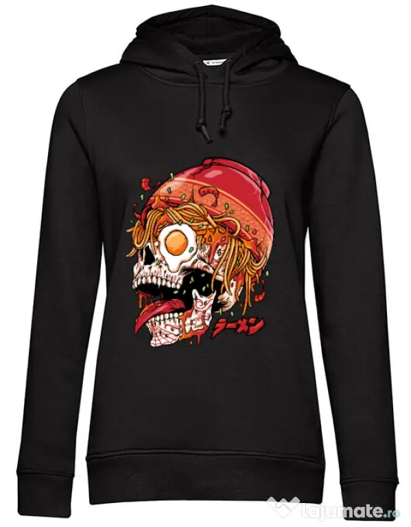 Hanorac dama cu gluga spicy skull Negru