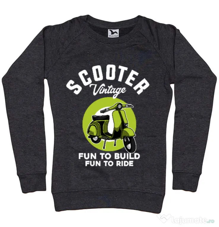 Bluza personalizata dama SCOOTER VINTAGE Negru melanj