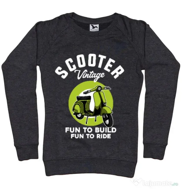 Bluza personalizata dama SCOOTER VINTAGE Negru melanj