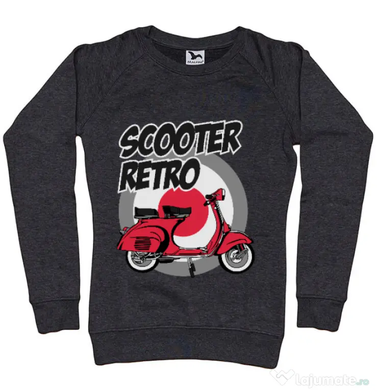 Bluza personalizata dama SCOOTER RETRO RED COLOR Negru melanj