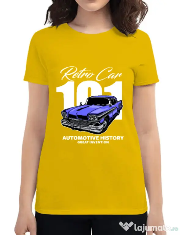 Tricou personalizat dama RETRO CAR 101 Galben