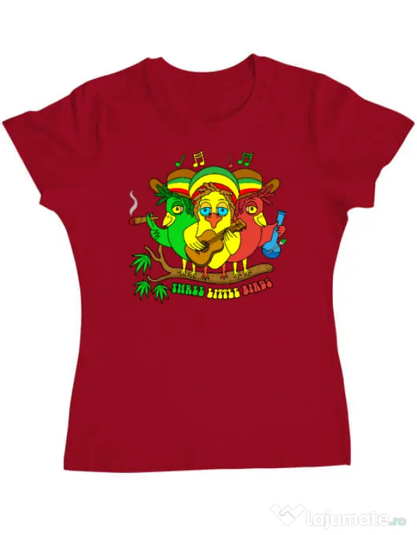 Tricou personalizat dama Three Little Birds Rosu