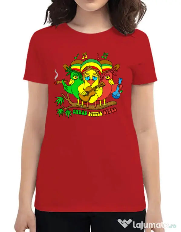 Tricou personalizat dama Three Little Birds Rosu