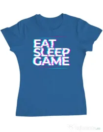 Tricou personalizat dama Eat Sleep Game Albastru azuriu