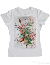 Tricou personalizat dama Foliaj Alb