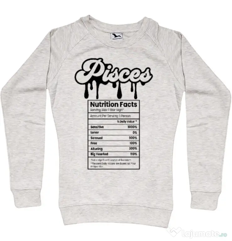 Bluza personalizata dama Zodiac | Pești Migdala melanj