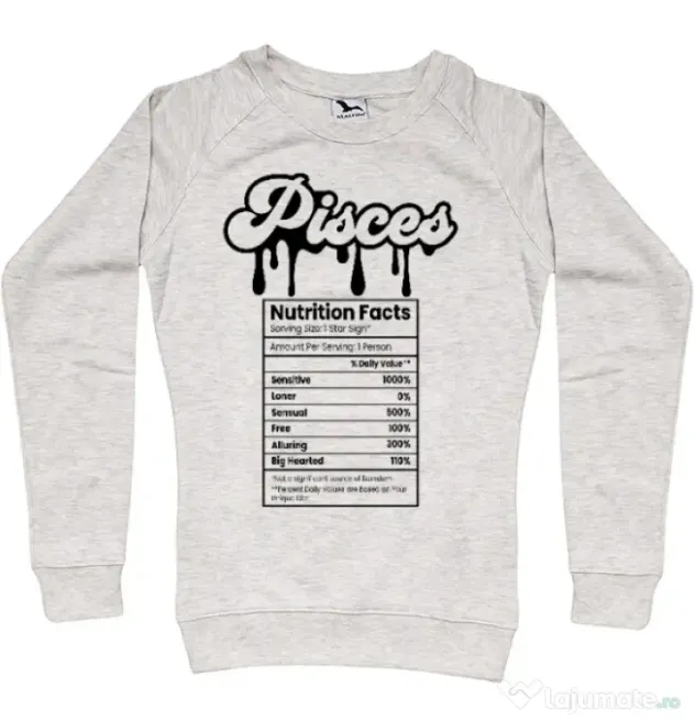 Bluza personalizata dama Zodiac | Pești Migdala melanj