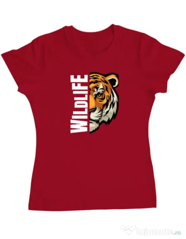 Tricou personalizat dama WildLife (dark) Rosu