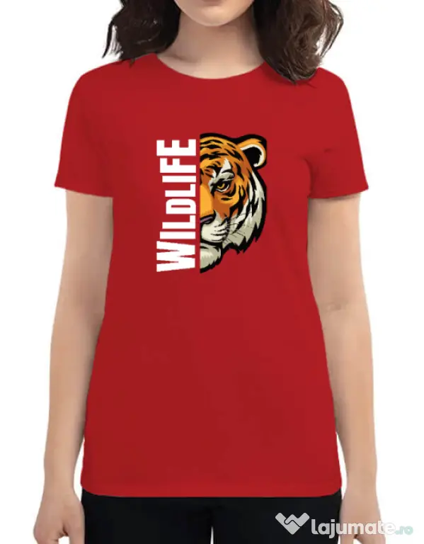 Tricou personalizat dama WildLife (dark) Rosu