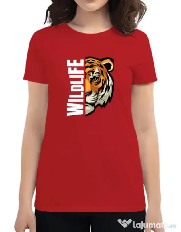 Tricou personalizat dama WildLife (dark) Rosu
