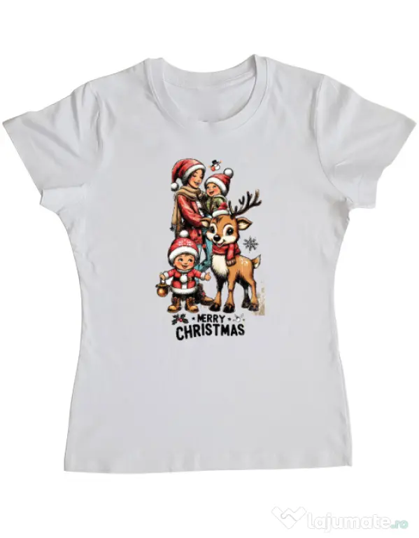 Tricou personalizat dama christmas 2024 Alb