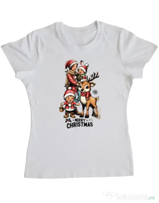 Tricou personalizat dama christmas 2024 Alb