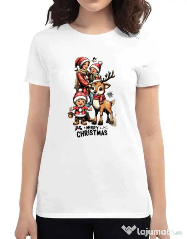 Tricou personalizat dama christmas 2024 Alb