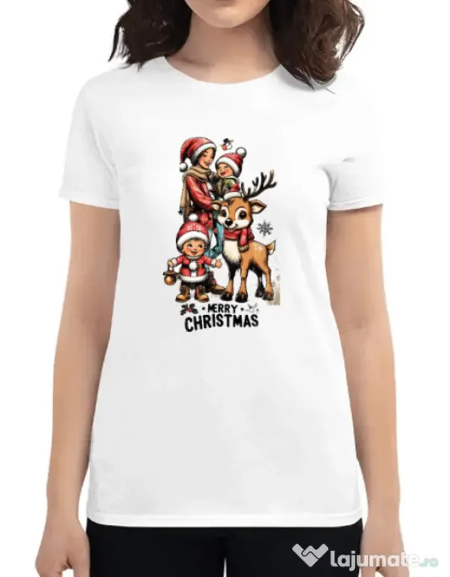 Tricou personalizat dama christmas 2024 Alb