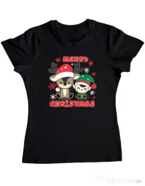 Tricou personalizat dama Prietenii lui Mos Craciun 2 Negru