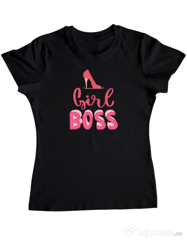 Tricou personalizat dama Girls boss Negru