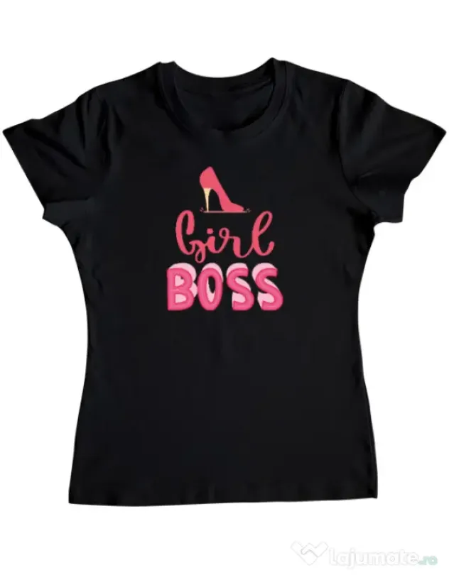 Tricou personalizat dama Girls boss Negru