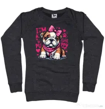 Bluza personalizata dama CUTE PUPPY Negru melanj