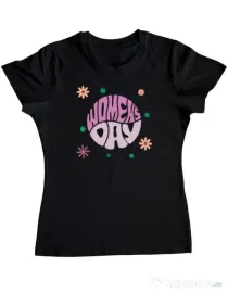 Tricou personalizat dama M&D 25 woman\'s day Negru
