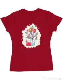 Tricou personalizat dama HAPPY EASTER Rosu