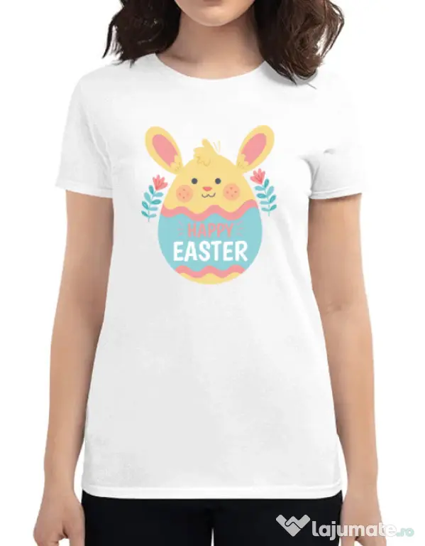 Tricou personalizat dama BUNNY CUTE Alb