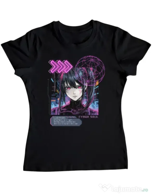 Tricou personalizat dama CYBER SOUL Negru