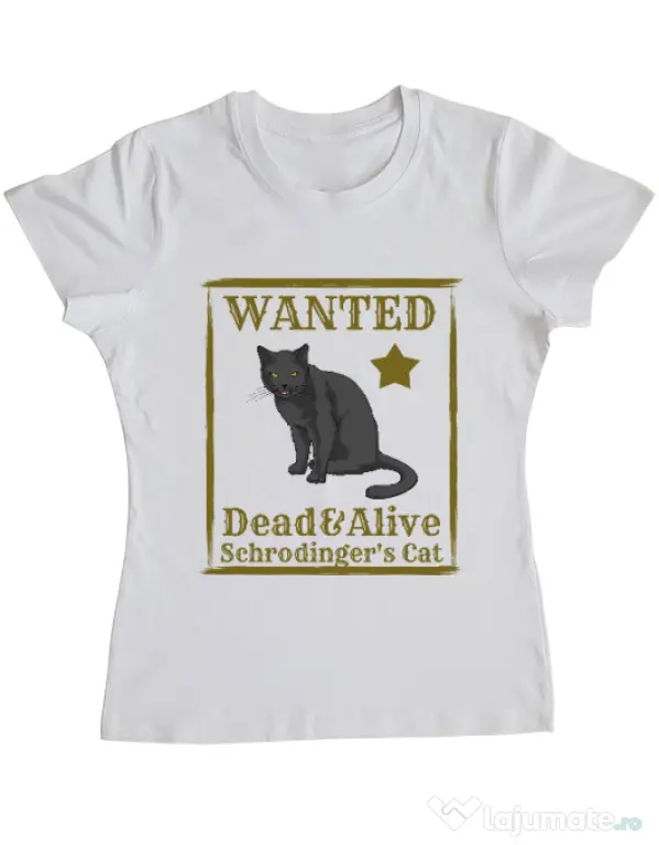 Tricou ADLER dama Wanted cat Alb