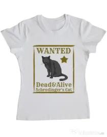 Tricou ADLER dama Wanted cat Alb