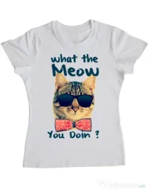 Tricou ADLER dama What the meow Alb