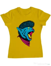 Tricou ADLER dama Cat Punk Galben