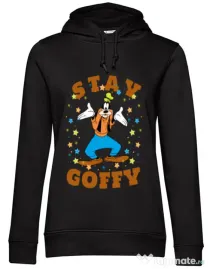 Hoodie dama cu gluga Stay Goofy Negru