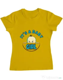 Tricou ADLER dama It’s a baby girl Galben