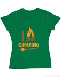 Tricou ADLER dama I love Camping Verde mediu
