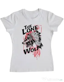 Tricou ADLER dama The lone wolf Alb