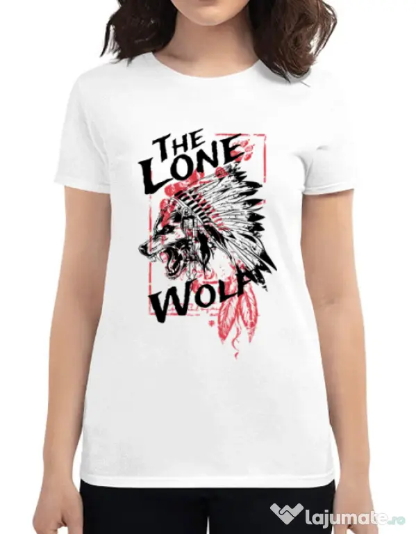 Tricou ADLER dama The lone wolf Alb