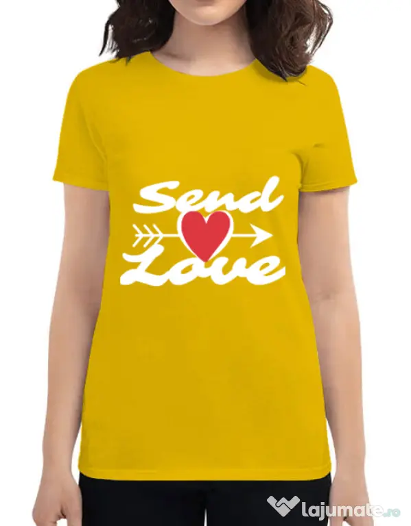 Tricou ADLER dama Send love Galben