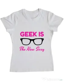 Tricou ADLER dama Geek is the new sexy Alb