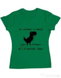 Tricou ADLER dama The internet is broken Verde mediu