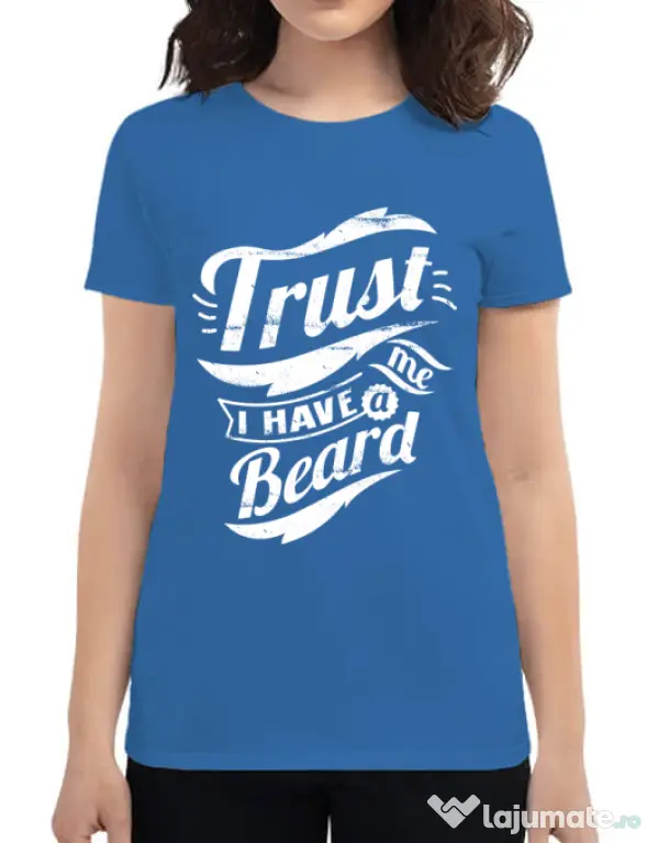 Tricou ADLER dama Trust me, I have a beard Albastru azuriu