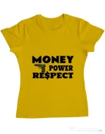 Tricou ADLER dama Money, power,respect Galben