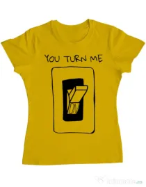 Tricou ADLER dama You turn me on Galben