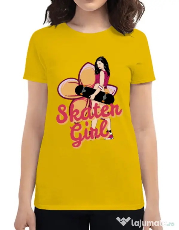 Tricou ADLER dama Skater Girl Galben