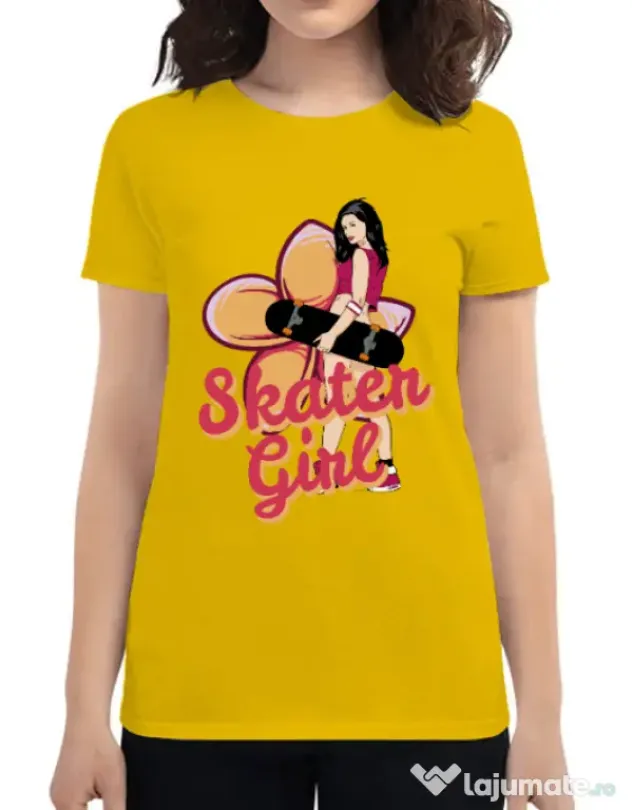 Tricou ADLER dama Skater Girl Galben