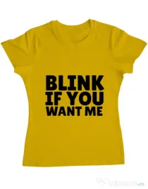 Tricou ADLER dama Blink if you want me Galben