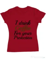 Tricou ADLER dama Coffee for your protection Rosu