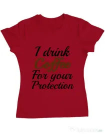 Tricou ADLER dama Coffee for your protection Rosu