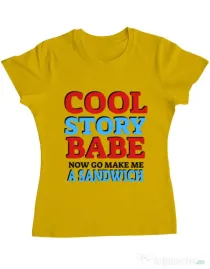 Tricou ADLER dama Cool story babe Galben