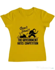 Tricou ADLER dama Don't steal Galben
