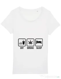 Tricou STANLEY STELLA dama Eat smoke sleep Alb